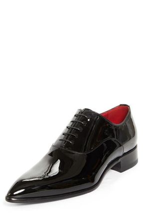 Christian Louboutin Pelvis Pointed Toe Oxford in Black/Lin Loubi at Nordstrom, Size 10.5Us
