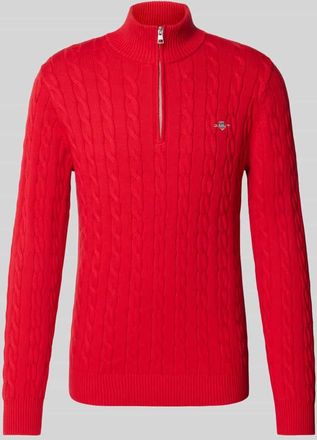 GANT Strickpullover mit Zopfmuster in Rot, Größe 5XL