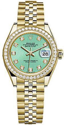 Rolex Lady-Datejust Mint Green Dial Automatic 18 Carat Yellow Gold Watch 279138GNDJ