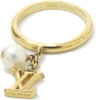 Louis Vuitton Gold White Band Ring (Pre-Owned)