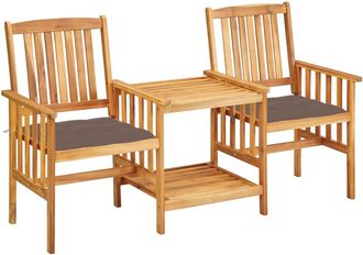 vidaXL Sillas Y Mesita De Jard&iacute;n Con Cojines Madera Maciza Acacia Vidaxl