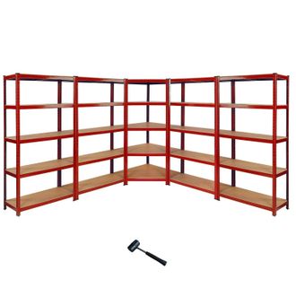 MonsterShop Z-Rax 90cm Corner Racking Bundle: Corner Shelving & 4 Garage Racking in Red