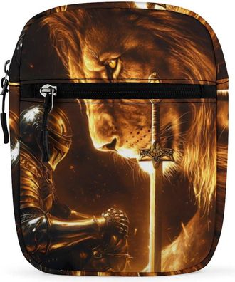 Generic Knights And Lion Trendy Crossbody Bag for Men Women Small Satchel Men Sling Adjustable Shoulder Strap Messenger