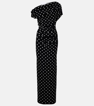 Self Portrait Polka-dot asymmetric maxi dress