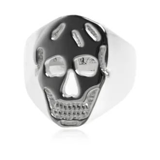 Alexander McQueen Alexander McQueen, Rings, male, Gray, Size: 56 MM Skull Signet Ring