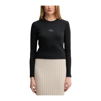 Calvin Klein Jeans Bedrukte Truien met Lange Mouwen en Ronde Hals - Dames - Longsleeves - Zwart - M - Katoen - Tops