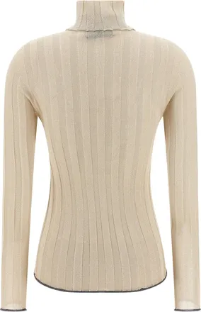 Fabiana Filippi Ribbed Lurex Sweater - Beige