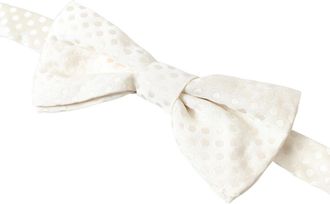 Dolce & Gabbana Ivory Fantasy Pattern Silk Bow Tie - White
