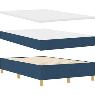 vidaXL Box Spring Bed with Mattress Blue 120 x 200 cm Fabric vidaXL