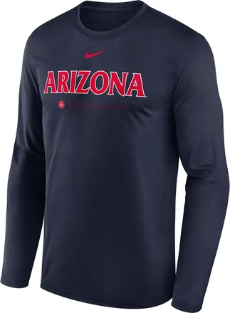 Nike Arizona Courtside Basketball Shootaround Legend Nike Mens Dri-FIT College Long-Sleeve T-Shirt in Blue | 02TJ41SUAN-NK9