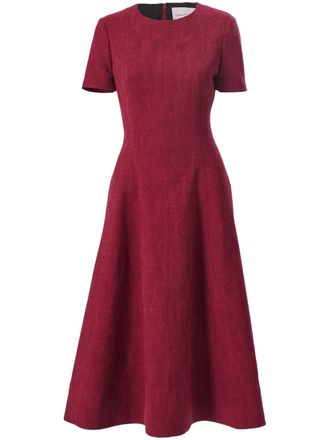 Carolina Herrera A-line midi dress - women - Elastane/Cotton/Polyester - 0 - Red