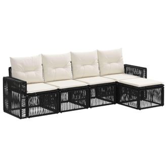 vidaXL Conjunto De Sof&aacute;s De Jard&iacute;n 5 Pcs Negro Y Blanco Crema Vidaxl