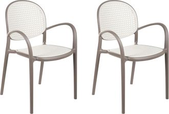 Beliani Silla de comedor de material sint&eacute;tico marr&oacute;n