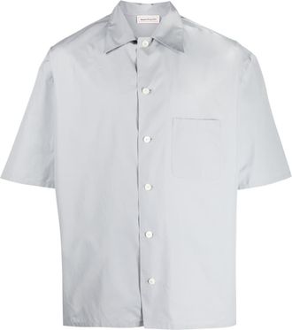 Alexander McQueen logo-print short-sleeved shirt - men - Cotton - 15 3/4 - Grey