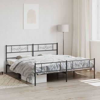 Berkfield Home Metal Bed Frame with Headboard & Footboard Black Super King Size