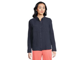 L.L.Bean Cloud Gauze Shirt Long Sleeve Womens Clothing Classic Navy : XL, Cotton