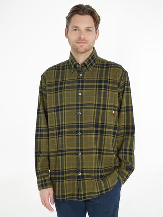 Tommy Hilfiger Langarmhemd TOMMY HILFIGER TONAL TARTAN SHIRT, Herren, Gr. L, N-Gr, bunt (putting gr&uuml;n, multi), Obermaterial: 100% Baumwolle, Hemden Langarmhemd