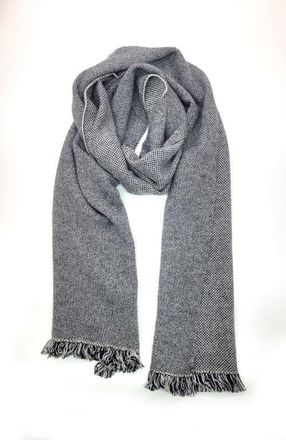 Portolano Cashmere scarf with fringes in Black/silver at Nordstrom