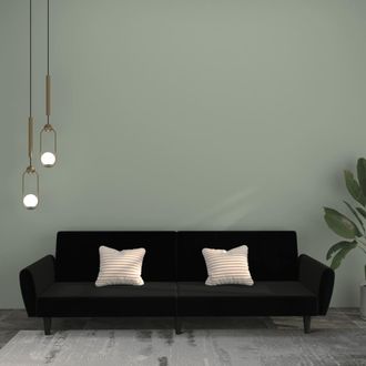 vidaXL Sof&aacute; Cama De 2 Plazas Terciopelo Negro Vidaxl