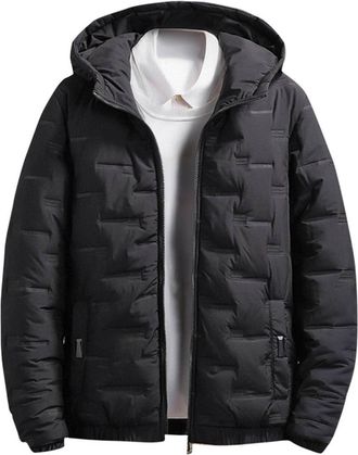 Generic Winter Jackets for Men UK Outdoor Waterproof Jackets Hooded Padded Jacket Winter Warm Quilted Jacket Down Coats Plus Size Lightweight Full Zip Jacket 