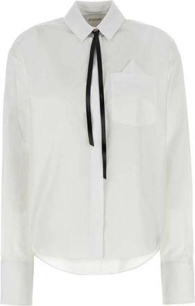 Sportmax Witte Katoenen Overhemd met Lange Mouwen - Dames - Overhemden - Wit - M - Katoen - Overhemden