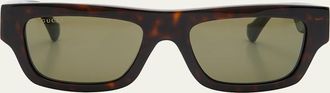 Gucci Mens Rectangle Acetate Sunglasses with Logo