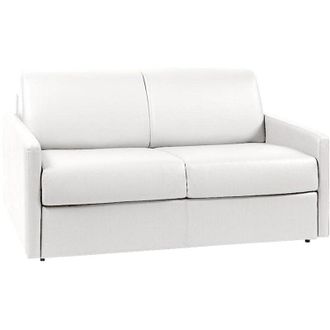 Vente-Unique Divano letto 2 posti express in similpelle bianca con seduta memory foam - Letto 120 cm - Materasso 18 cm - CALIFE