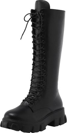 Generic cfpqv Lace-up ankle boots womens leather womens long shaft boots wide shaft thick long shaft boots comfortable waterproof wide shaft boots lightweight