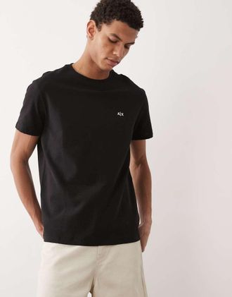 A|X Armani Exchange T-shirt in jersey di cotone jacquard nera-Nero
