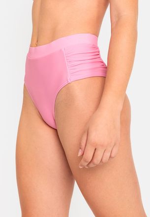 Lascana Highwaist-Bikini-Hose LSCN BY LASCANA Gina, Damen, Gr. 34, N-Gr, rosa (hellrosa), Recycling-Polyamid, unifarben, Badehosen Highwaist-Bikini-Hose, mit 