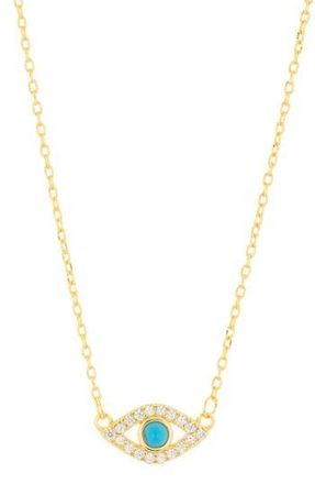 Adornia 14K Yellow Gold Plated Evil Eye CZ Station Necklace at Nordstrom Rack