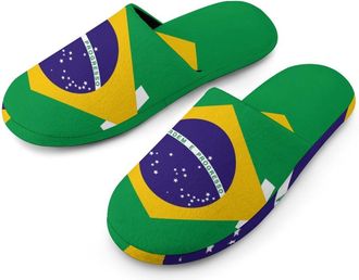 Generic Brazil Brazilian Flag Mens House Slippers Slip Indoor Slipper On Shoes Warm Outdoor