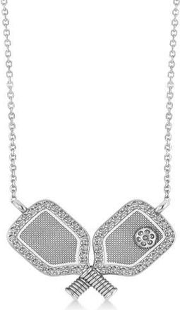 Allurez Diamond Large Dual Pickleball Paddle Pendant Necklace 14K in 0.25Ct, White Gold at Nordstrom, Size 18
