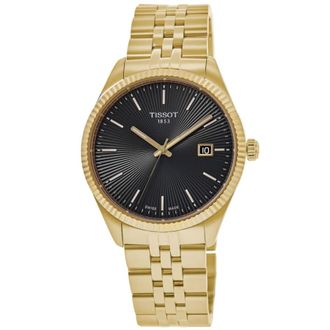 Tissot Ballade Quartz Black Dial Yellow Gold Plated Steel Mens Watch T156.410.33.051.00