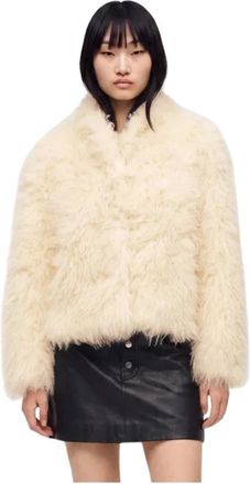 Guess Simona Faux Mongolia Jas - Dames - Jassen - Wit - Maat: L Zijde