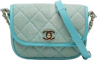 Chanel Pre-owned Quilted Crossbody Bag - Dames - Vintage Mini Tas - Blauw - ONE Size - Vintage