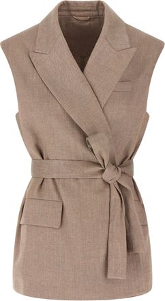 Brunello Cucinelli Belted Vest Gilet Rosa-Donna