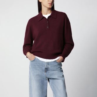 Anine Bing Burgundy cashmere polo sweater