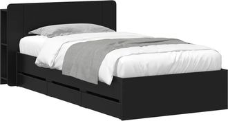 vidaXL Estructura De Cama Con Almacenamiento Y Cabecero Negro Vidaxl