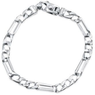 Pompeii3 Mens Figaro Link 14k Gold (18gram) or Platinum (32gram) 6.5mm Bracelet 8.5