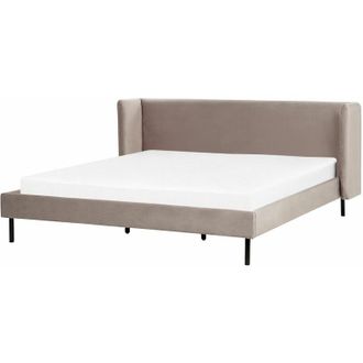 Beliani Beliani - Letto con rete a doghe velluto tortora 180 x 200 cm testiera e gambe nere Arette