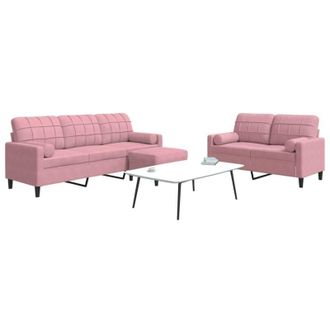vidaXL Vidaxl - Juego De Sof&aacute;s Con Cojines 3 Piezas Terciopelo Rosa