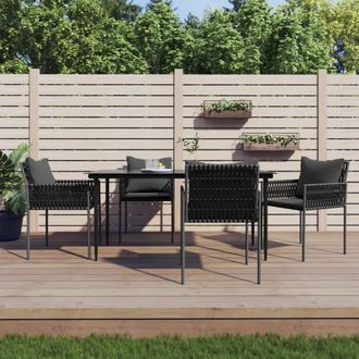 vidaXL Juego Comedor Jard&iacute;n 5 Piezas Y Cojines Rat&aacute;n Sint&eacute;tico Y Acero Vidaxl