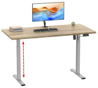 ebuy24 Ebuy24 - Escritorio Ajustable De Altura Vcm Estrecha 71-120 Cm Altura El&eacute;ctrica Ajustable Dimensiones De Ordenador 140x50 Mesa De Oficina Lona (plata 