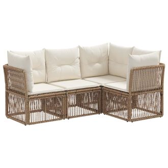 vidaXL Conjunto De Sof&aacute;s De Jard&iacute;n 4 Pcs Beige Rat&aacute;n Sint&eacute;tico Vidaxl
