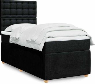 vidaXL Cama Box Spring Con Colch&oacute;n Tela Negro 90x190 Cm Vidaxl