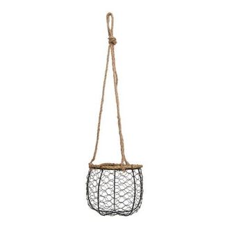 Foreside Home And Garden Hanging Basket Black Metal & Jute Planter at Nordstrom