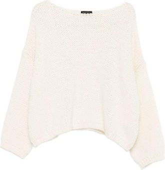 Roberto Collina White Long-sleeved Boat-neck Sweater