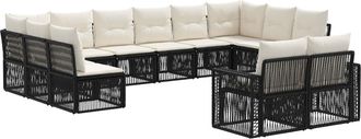 vidaXL Conjunto De Sof&aacute;s De Jard&iacute;n 12 Uds. Negro Y Blanco Crema Vidaxl