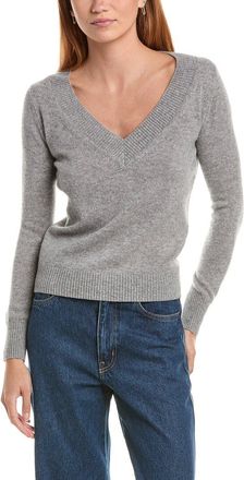 Sofiacashmere Sofiacashmere Deep Wide Trim V-Neck 100% Cashmere Sweater